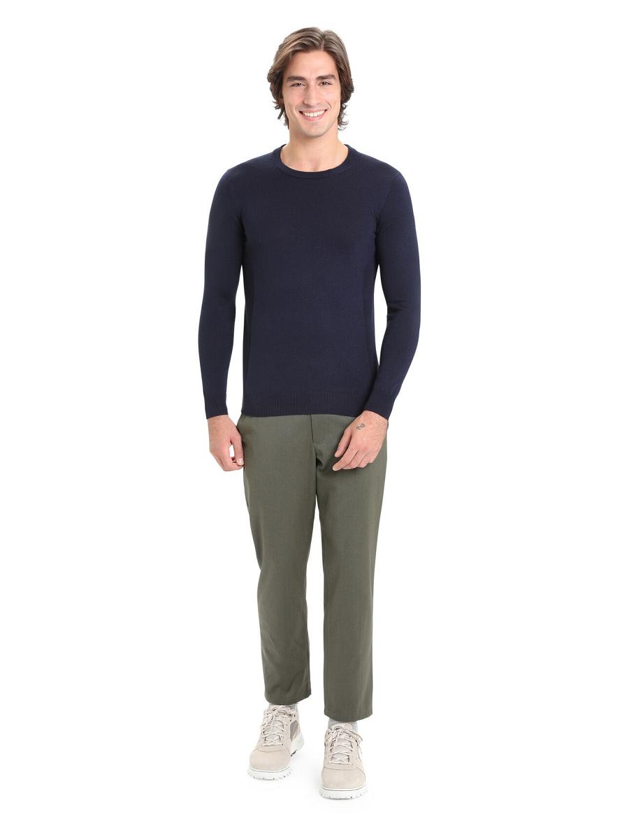 Men's Icebreaker Merino Shearer Crewe Sweaters Midnight Navy | CA 1733NWYB